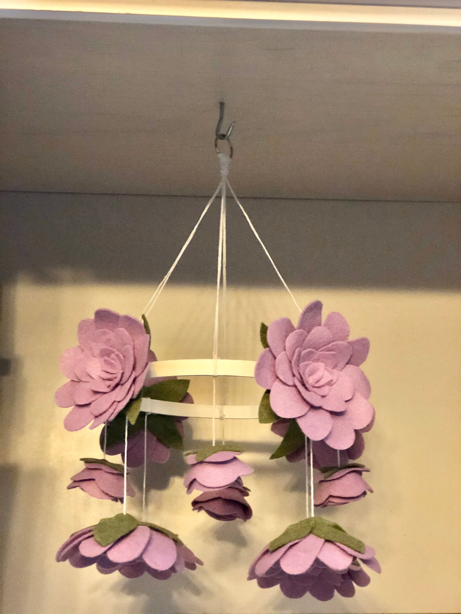 Violet Felt Flower Mobile Crib Size Nursery Rose Crib Mobile Etsy