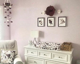 Felt wall flower set of 3 choose colors girls nursery | girls room decor | nursery decoration | demis dusty purple inspired