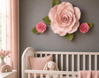 Felt Flower Wall Decor Set | Baby Girl Nursery, Choose Your Colors