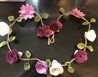 choose colors 5&#39; garland felt flowers baby girl nursery decor | flower swag | first birthday garland demis dusty purples inspired