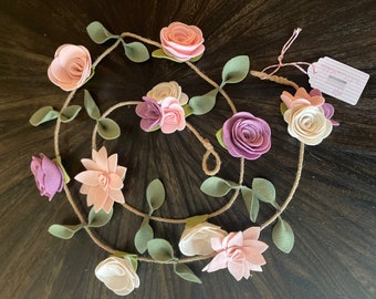 choose colors 5' garland felt flowers baby girl nursery decor | flower swag | first birthday garland