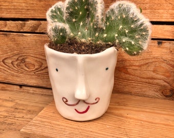 Simpatica maceta,Jardinera ceramica,Pottery,Maceta cactus,Decoración,Interior,Exterior,Maceta con sonrisa,Caras,Smiling,Hogar,Regalo deco