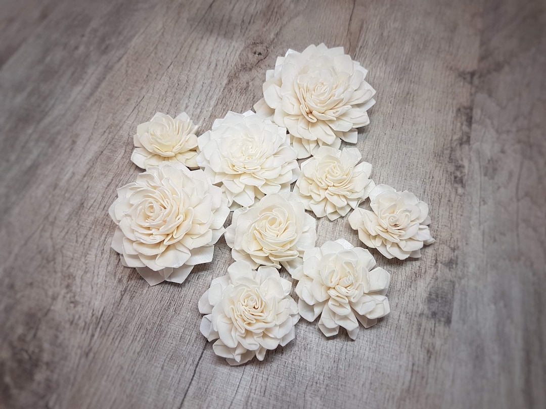 Luv Sola Flowers Mini-Holzblumen – 50 Stück, 2,5-3,8 Cm, Naturfarben, Für Hochzeiten & Deko