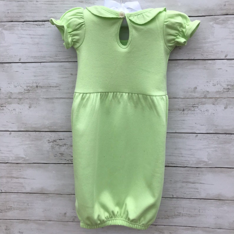 Babies first Easter adorable with ruffled collar Spring gown Easter Outfit Infant girls Easter bunny embroidered gown-Easter Egg green