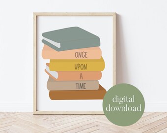 Once Upon A Time | Boho Classroom Decor, Classroom Poster, Digital Print, Playroom Decor, Child Art, Library Decor