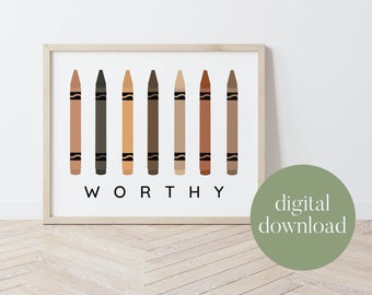 Worthy | Diversity Wall Art, Classroom Decor, Digital Print, In This Together, Inclusive Wall Art, Political, Equality, Teacher Gift