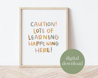Lot's Of Learning Happening | Boho Classroom Decor, Classroom Poster, Digital Print, Playroom Decor, Child Art
