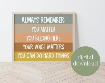 Immer dran denken | Klassenzimmer Dekor, Affirmation Wandkunst, Affirmation Station, Boho, Motivationsdruck, Spielzimmer Dekor, Mädchen Schlafzimmer Dekor