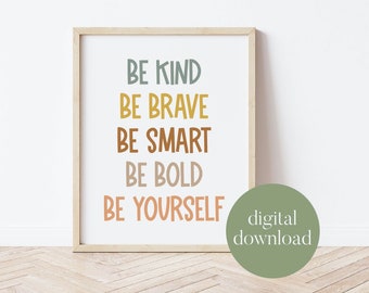 Be Yourself | Classroom Decor, Affirmation Wall Art, Affirmation Station, Boho, Motivational Print, Playroom Decor, Girl Bedroom Decor