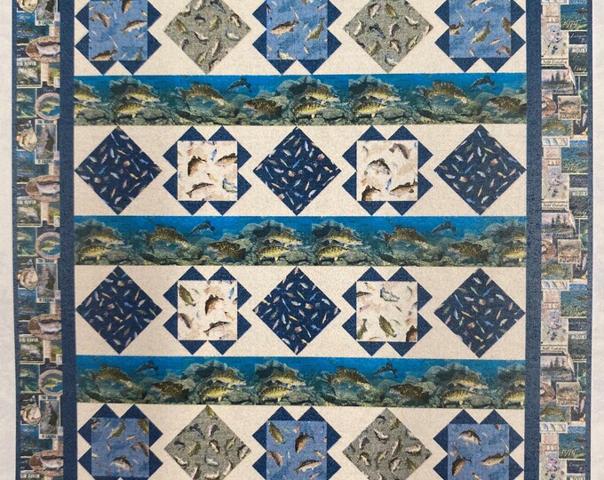 Hooked/ All About Fish Quilt Kit 58x74 Etsy