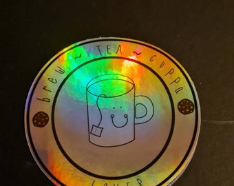 2 FOR ONE OFFER Tea Lover holographic vinyl sticker