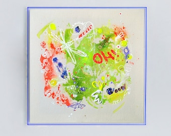 Intuitive art, mixed media, children&#39;s room, children&#39;s picture, naive art, abstract art, acrylic frame, modern art, gift idea, individual