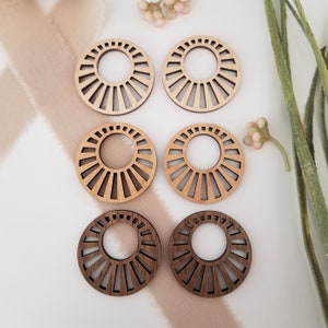 20 pieces - Laser cut wood earring findings, wholesale earrings, wood sunburst earring pieces, macrame accessories, earring blanks