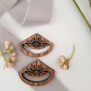 20 pieces - Mandala wood earring parts for macrame, wholesale earrings, wood earring pieces, macrame accessories, earring blanks for macrame