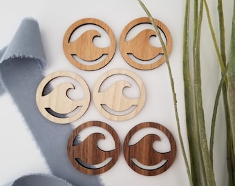 20 pieces - Wave wood earring parts for macrame, wholesale, wood earring pieces, macrame accessories, earrings for macrame, wave earring
