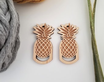 20 pieces - Laser cut pineapple earring findings, macrame accessories, wholesale earrings, wood earring parts, macrame earrings, tropical