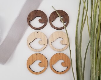 20 pieces - Wave wood earring findings for macrame, wholesale, wood earring pieces, macrame accessories, earrings for macrame, laser cut