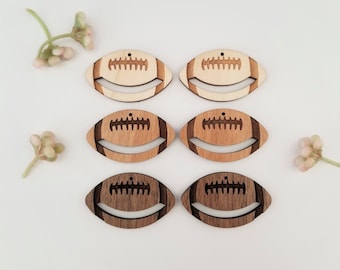 20 pieces - Football wood earring findings, wholesale earrings, wood earring pieces, macrame accessories, earring blanks for macrame, sports