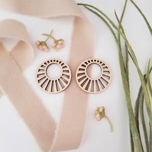 20 pieces Laser cut wood earring findings, wholesale earrings, wood sunburst earring pieces, macrame accessories, earring blanks image 2