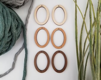 20 pieces - Laser cut wooden oval hoop earrings, oval wood hoops, diy earrings, wholesale earrings, wood earring finding, blanks for macrame