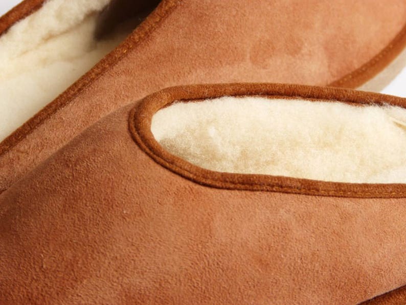 Mules homme camel fourrées en peau de mouton pantoufle image 2