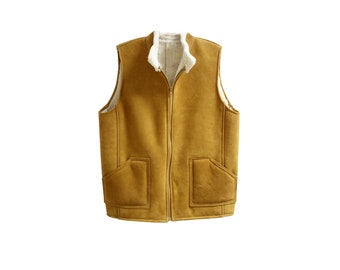 Men's Sheepskin Vest with Collar