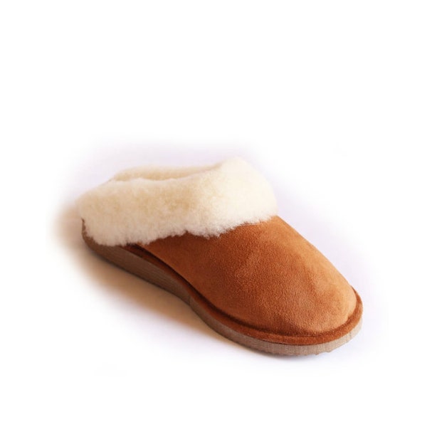 Women's Camel sheepskin mules