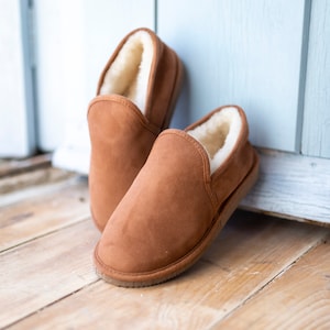 Charentaises mixed camel color sheepskin leather slipper image 4