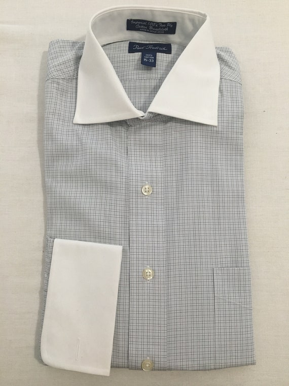 light blue dress shirt with white collar