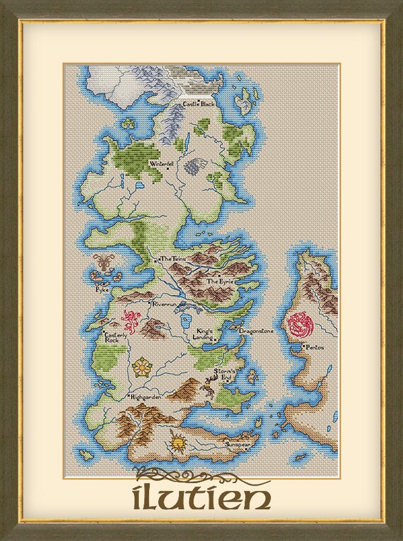 Cross Stitch Pattern Westeros Map Game Of Thrones Etsy