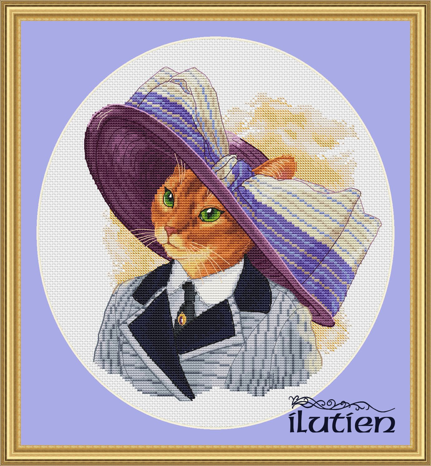 Lady Rose Titanic cross stitch pattern red cat hat embroidery Etsy
