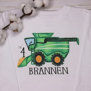 Personalized Boy Farm Birthday Shirt, Combine Birthday Shirt, Tractor Birthday Outfit, Harvest Farm Clothes, Farm Animal Birthday Shirt