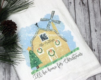 Christmas Tea Towel, Personalized Hand Towel, Christmas Gift, Teacher Present, Farmhouse Decor, Cotton Guest Towel, Hostess Gift