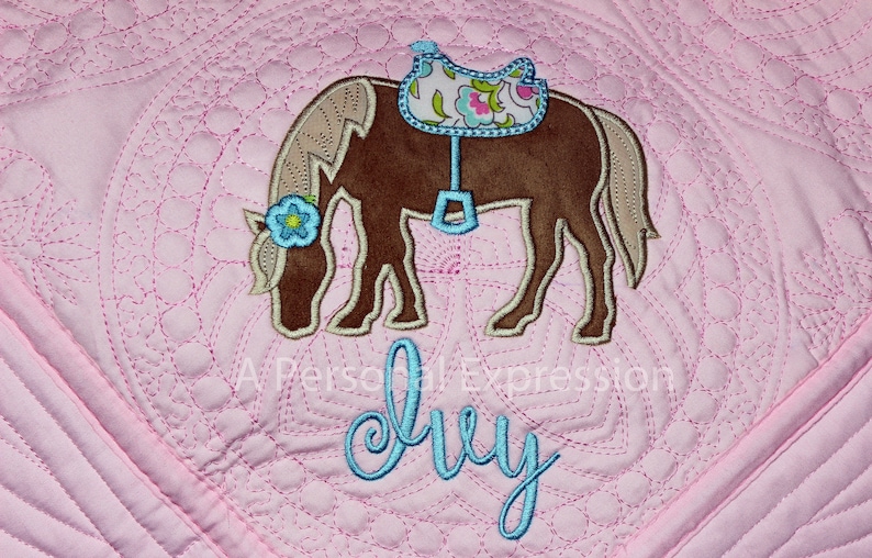 Horse Applique Quilt Blanket Monogrammed Baby Quilt Etsy