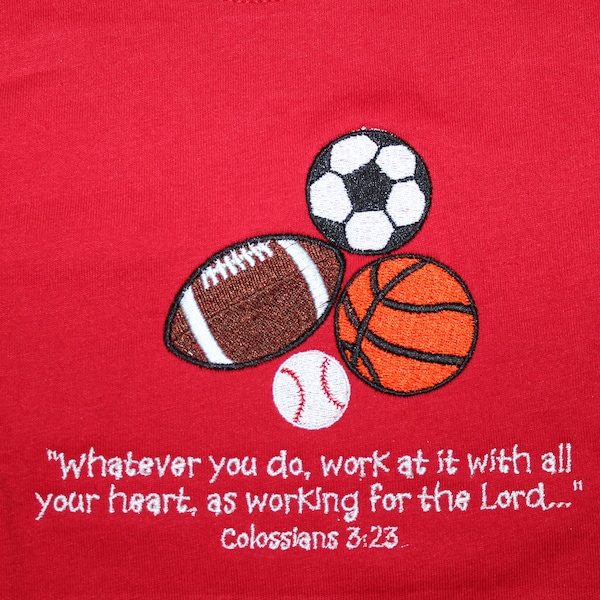 Sports Shirt Boy / Bible Verse Shirt / Embroidery / Football / Soccer / Basketball / Baseball / Christian Shirt / Sports Ball Shirt Boy