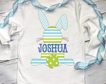 Personalized Easter Shirt Boy, Bunny Sibling Set, Gingham Rabbit Top, Easter Egg Hunting, Spring Outfit, Matching Sibling Set, Custom Easter