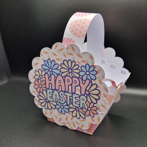 Cesto pasquale fatto a mano per bambini – Cestini di dolcetti con coniglietto pastello e fiori – Regalo per la caccia alle uova – Bomboniera per feste di primavera – QuirkyPrints