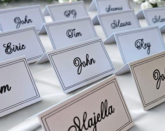 Personalized Wedding Place Cards, Font, White Cardstock, Guest Name Tags, Table Seating, Bridal Shower,