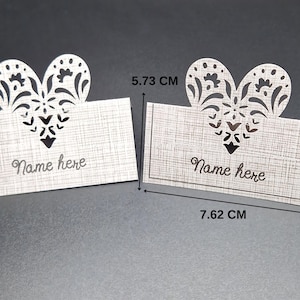 Tarjetas de lugar para bodas en forma de corazón: tarjetas de nombre de mesa personalizadas: perfectas para bodas, despedidas, fiestas y más