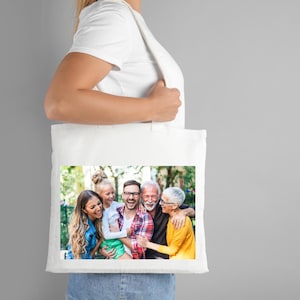 Custom Family Photo Tote Bag: Personalized Cotton Canvas Keepsake
