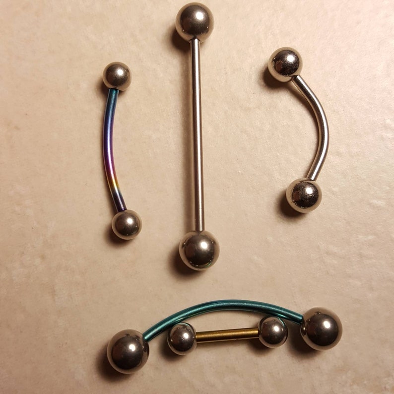 Titanium Surgical Steel Body Piercings Barbells Body Art Jewelry 14 Gauge Rainbow Silver Gold Blue
