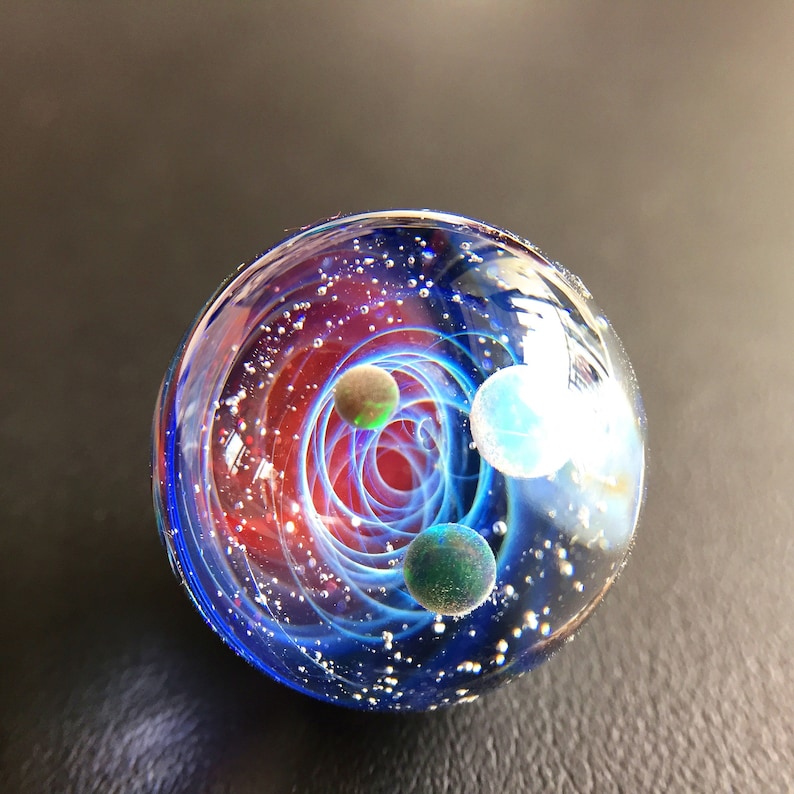 Twisted Space Glass Pendant Handmade Glass Universe Pendant 24mm,Unique Birthday Gift\uff0c black Galaxy Pendant Necklace