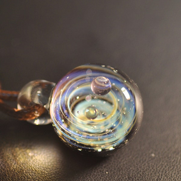 SpaceBlown Glass Universe Pendant 1 Inches,glass dome,Planet Stars , Night Sky Galaxy Necklace, Twisted Space Glass Pendant, Unique Gift