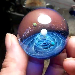 Heady glass marble Universe Opal Hand blown glass Ball, Silver space Glass , trippy Marble ornaments, globe ornaments