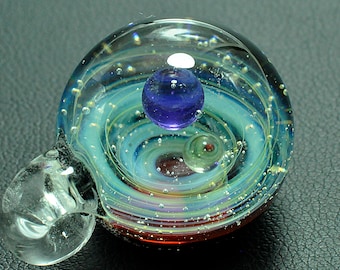 Night Sky Galaxy Necklace, Universe Pendant Space Blown Glass 1 Inches,glass dome,Planet Stars , Twisted Space Glass Pendant, Unique Gift