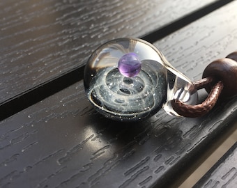 Planet Stars , glass dome,SpaceBlown Glass Universe Pendant 1 Inches, Night Sky Galaxy  Necklace, Twisted Space Glass Pendant, Unique Gift