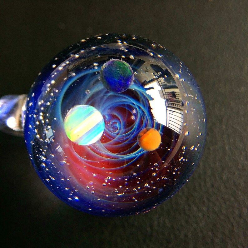 Twisted Space Glass Pendant Handmade Glass Universe Pendant 24mm,Unique Birthday Gift\uff0c black Galaxy Pendant Necklace