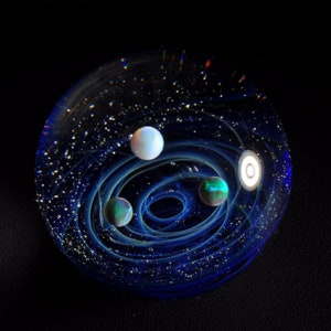 Heady glass marble Universe Opal Hand blown glass Ball, Silver space Glass , trippy Marble ornaments, globe ornaments