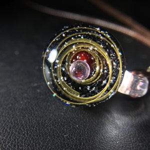 Twisted Space Glass Pendant,Space Blown Glass Universe Pendant 1 Inches,glass dome,Planet Stars , Night Sky Galaxy Necklace,  Unique Gift