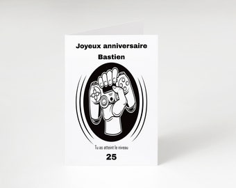 Carte anniversaire jeux vidéo garçon fille homme femme carte joyeux anniversaire avec enveloppe à personnaliser